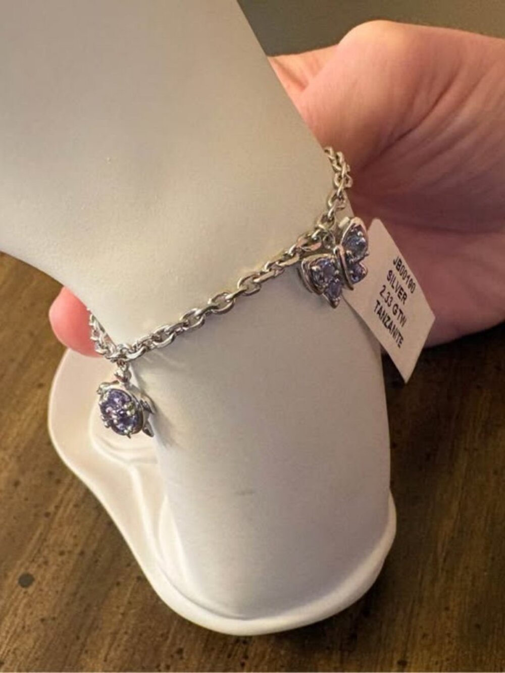 925 Sterling Silver Tanzanite Charm Bracelet 7.5” Butterfly Fish Floral 9.8g New